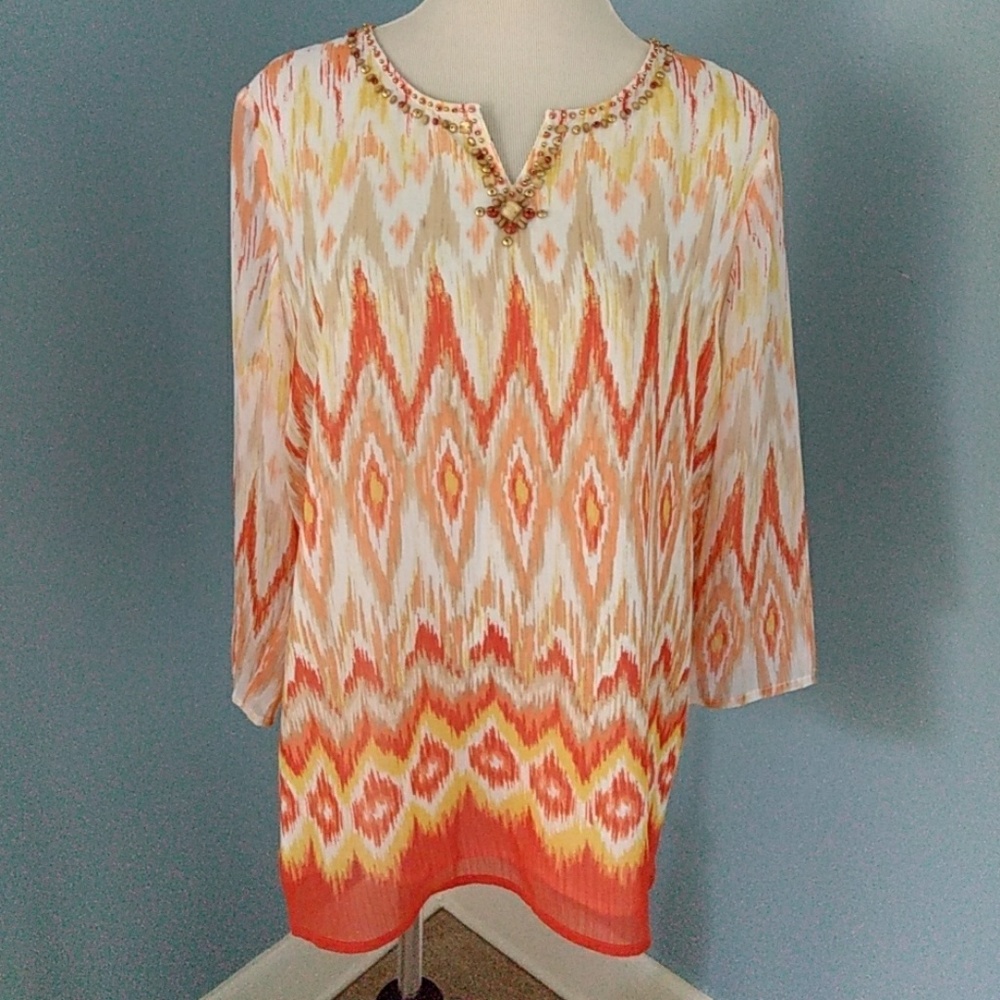 COPY - *Alfred​ Dunner* Sz 8 Tunic Sheer Lined Be…